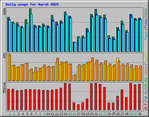 Daily usage for March 2025